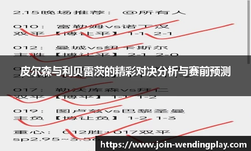 皮尔森与利贝雷茨的精彩对决分析与赛前预测